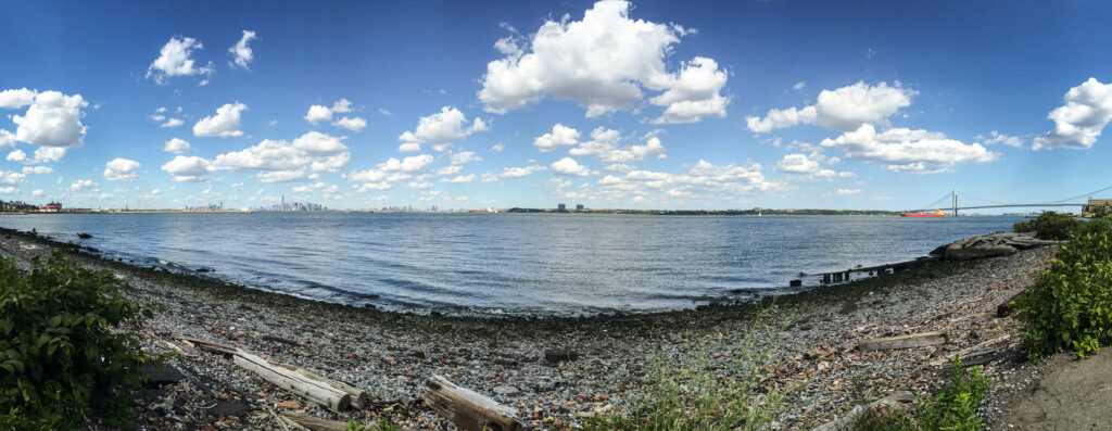 A view of the city skyline and the bay from Staten Island